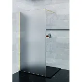 Saniclear Blurred douchewand matglas 80x200cm geborsteld messing profiel