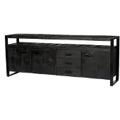 LivingFurn Norris dressoir zwart mangohout 210cm