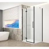 Gelco Trinity douchecabine met mat glas 80x80cm rechts zwart mat