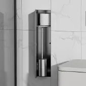 Saniclear Hide inbouw toiletborstel met rolhouder RVS betegelbaar