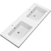 Brauer Solar Medium dubbele wastafel mineraalmarmer 120cm met 2 kraangaten wit mat