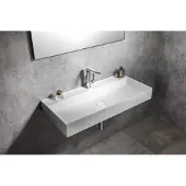 Sapho Twig wastafel gegoten marmer 100x47cm met kraangat wit glans