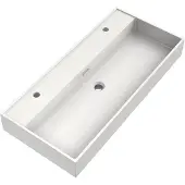Brauer Gravity enkele wastafel mineraalmarmer 100cm met 2 kraangaten wit glans