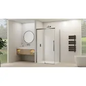 Van Rijn ST09 hoekcabine met helder glas 90x160cm geborsteld gun metal