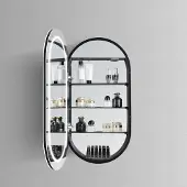 HiPP Design 91000 ovale spiegelkast met verlichting en verwarming 45x90cm zwart mat