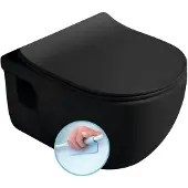 Sapho Brilla randloos toilet met zitting 36.5x53cm zwart mat