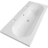 Brauer Moon wastafel keramiek 100cm met 2 kraangaten wit glans