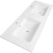 Brauer Starfall dubbele wastafel keramiek 120cm met 2 kraangaten wit glans