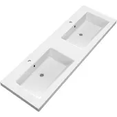 Brauer Solar Medium dubbele wastafel mineraalmarmer 140cm met 2 kraangaten wit mat