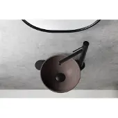 Sapho Minor toilet waskom beton 26cm donkerbruin met houder links