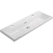 Lambini Designs Mirano compacte wastafel keramiek 100cm met 2 kraangaten wit glans