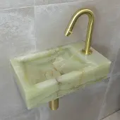 Saniclear Green Onyx fonteinset met gebogen kraan in geborsteld messing