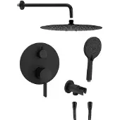 Sapho Cubemix inbouw regendouche 30cm met wandarm en handdouche zwart mat