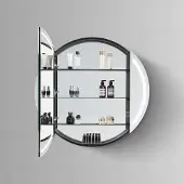 HiPP Design 81000 ronde spiegelkast met verlichting en verwarming 100x100cm zwart mat