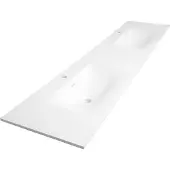 Brauer Glacier dubbele wastafel fine stone 200cm met kraangaten wit mat