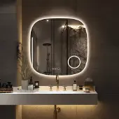 Saniclear Shave Deens ovale spiegel 80x80cm met verlichting, verwarming en vergrootglas