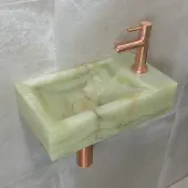 Saniclear Green Onyx fonteinset met rechte kraan in geborsteld koper