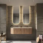 HiPP Design SLP2 boogspiegel 50x140cm met LED verlichting en spiegelverwarming