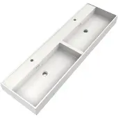 Brauer Gravity dubbele wastafel mineraalmarmer 160cm met 2 kraangaten wit glans