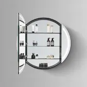 HiPP Design 81000 ronde spiegelkast met verlichting en verwarming 60x60cm zwart mat
