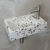 Saniclear Terrazzo fonteinset met rechte kraan in RVS