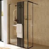 Riho Define inloopdouche l-vorm met decopaneel 120x40x200cm ijzer verouderd mat