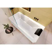 Riho Still Shower hoekbad 180x80cm links wit glans met Fall overloop