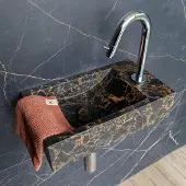 Saniclear Athens Portoro Gold fonteinset met gebogen kraan in chroom