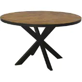 LivingFurn Accent ronde eettafel met visgraat teakhout 130cm