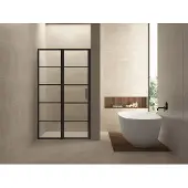 Mueller Skyline nisdeur met vaste wand 90x200 mat zwart anti-kalk