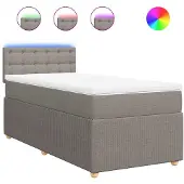 vidaXL Boxspring met matras stof taupe 90x200 cm