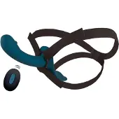 Orion - strap-on vibrator set - zwart/blauw