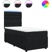 vidaXL Boxspring met matras fluweel zwart 80x200 cm