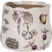 Clayre & Eef Keramiek Bloempot voor Binnen – Kleurrijke Groenten – Rustieke Pot – Ø 11 cm – Groentenmotief