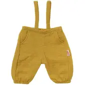 Heless poppenkleding tuinbroek okergeel katoen 28-35 cm poppen.