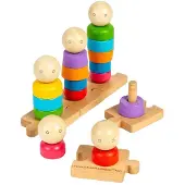 Bigjigs Houten Stapelspel Regenboog Familie - Educatief speelgoed