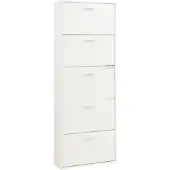 En.casa Schoenenkast Sykkylven 5 kleppen wit 169x60x24 cm []