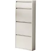 En.casa Schoenenkast Sokndal 4 kleppen gebroken wit 118x50x15 cm []