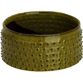 Cosy@home Bowl Glazed Embossed Dots Groen 19,5x19,5xh9cm Rond Aardewerk
