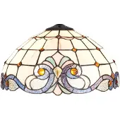 LumiLamp Lampenkap tiffany Ø 40x21 cm blauw glas halfrond glazen