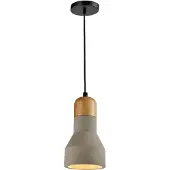 QUVIO Hanglamp modern - Bolvormig hout met beton - Diameter 11,5 cm