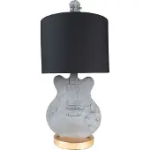Clayre & Eef Tafel lamp, model Gitaar, diameter 30 cm, hoogte 68 cm, grijs, kunststof