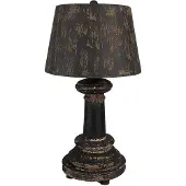 Clayre & Eef tafellamp, diameter 35 cm, hoogte 64 cm, bruin, zwart, hout