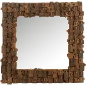 J-Line spiegel syma gerecycleerd hout/spiegel small 90x5x90cm