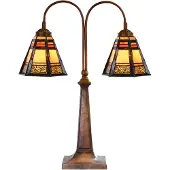 Clayre & Eef Tiffany tafellamp, 48x19x64 cm, bruin glas