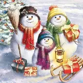Ambiente Lunch Servetten Snowmen Family - - 33x33 cm