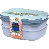 Mepal Promoset Meal prep bakje - Magnetronschaal - Cirqula rechthoekig 1000 ml 2 stuks - Nordic blue