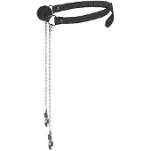 Shots Ouch! – Siliconen Ball Gag met Tepel Klemmen en Schakelketting - Zwart
