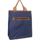 DeBoerLederwarenEnBijoux Stevige Boodschappentas met Leren Handvatten Blauw