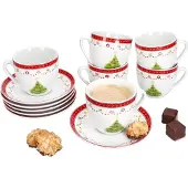 MamboCat Set van 6 porseleinen Christmas Dream koffie kop en schotel
